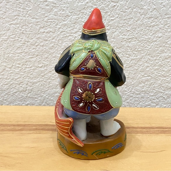 Vintage Signed Kutani Ebisu God Of Fishermen and Luck 5.5” Porcelain Figurine - Picture 6 of 11